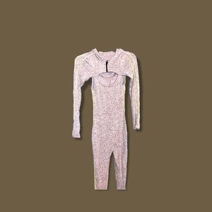 Grey cotton hoodie jumpsuit